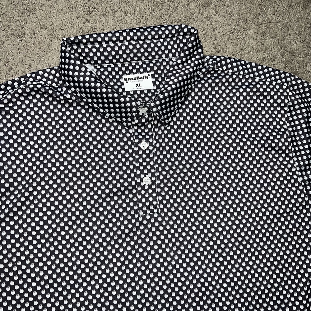 BUZZBallz Polo Shirt Mens XL Multicolor Cocktail All Over Print Stretch Golf
